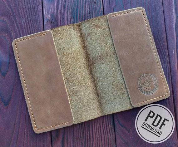 PDF leather wallet template pattern passport cover pattern | Etsy