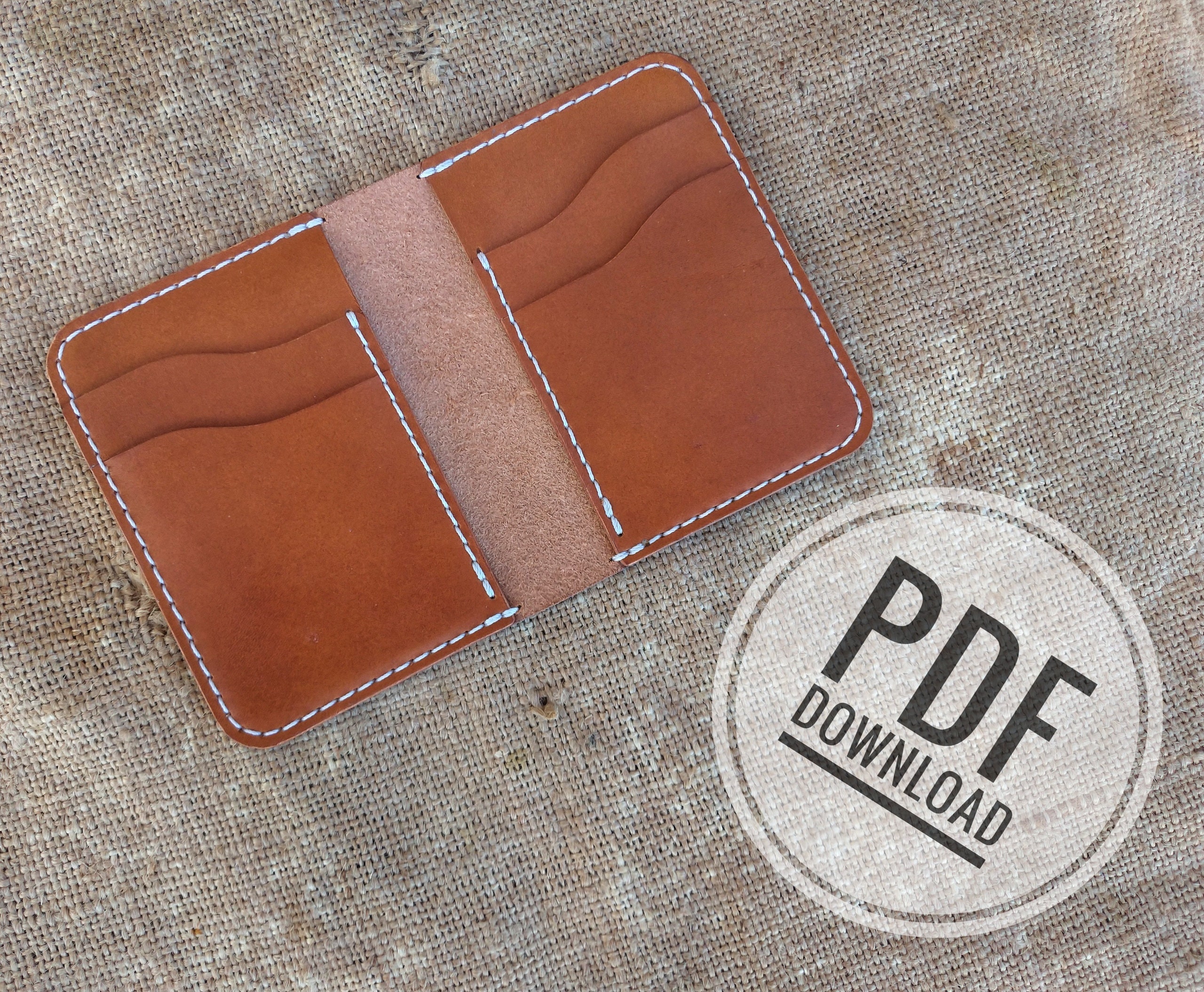 PDF leather wallet template pattern leather cardholder mini | Etsy