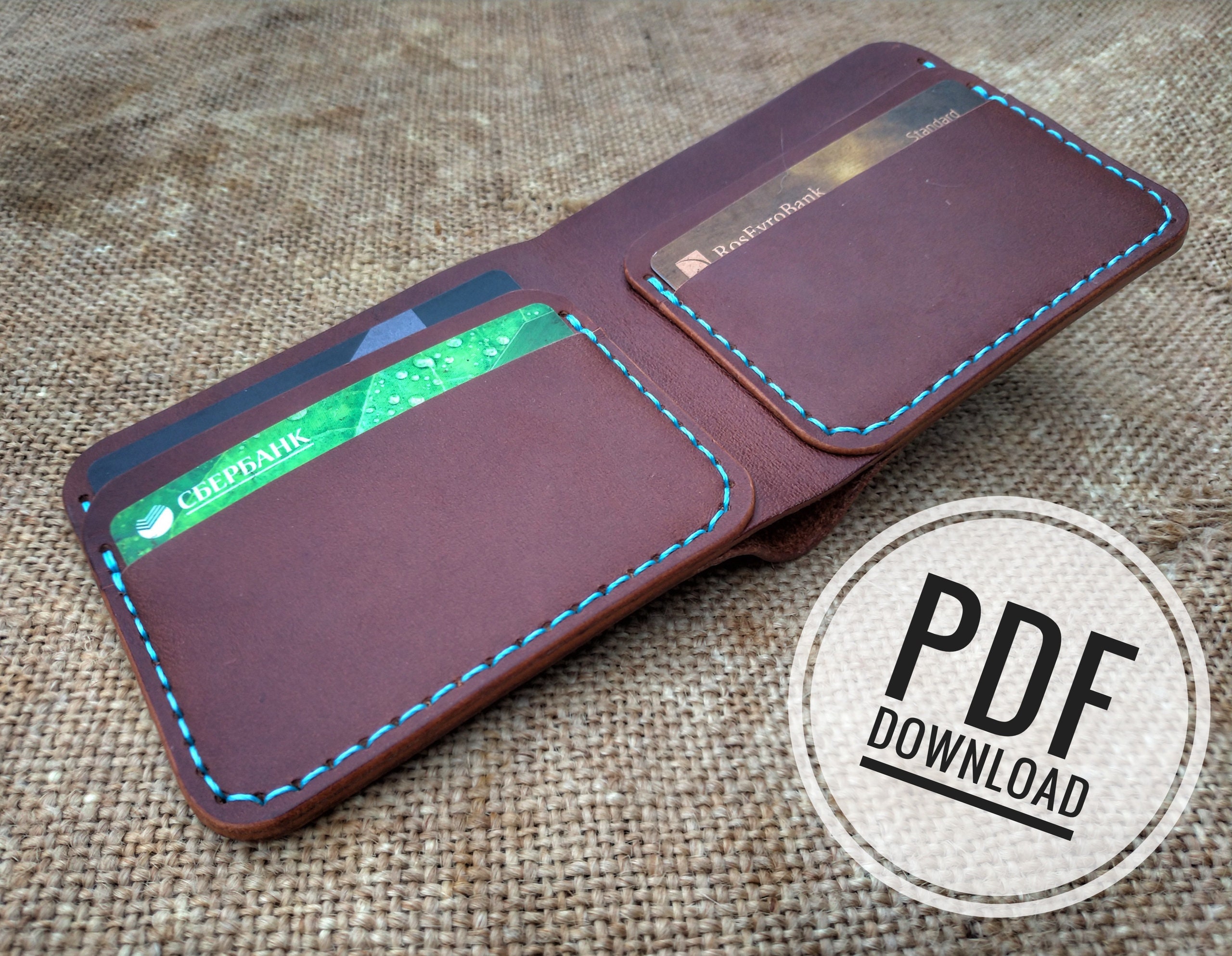 PDF Leather Wallet Template Pattern Bifold Wallet | Etsy