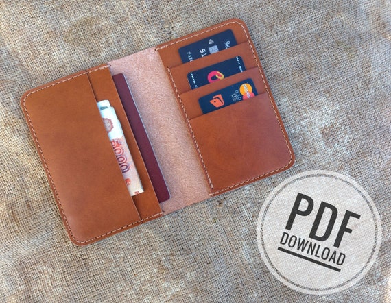 PDF Leather Wallet Template Pattern Vertical Passport Cover | Etsy