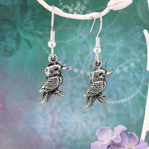 Kookaburra Earrings, Australian Bird Souvenir Earrings, Kookaburra Gift, Handmade Solid Pewter