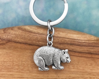 Wombat Australian Souvenir Keyring, Handmade Solid Pewter