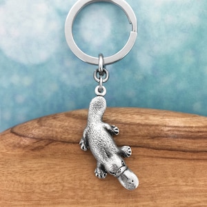 Australian Platypus Keychain: Pewter Animal Keyring