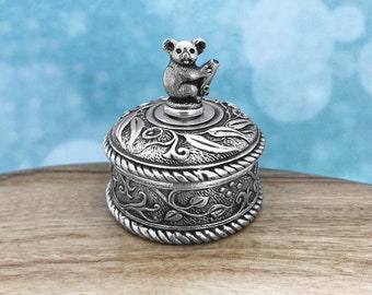 Koala Australian Souvenir Jewellery Box, Miniature Jewellery Box,  Australian Made Pewter Gift, Australian Seller