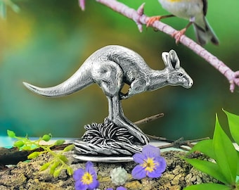 Kangaroo Figurine, Kangaroo Sculpture, Solid Pewter Australian Souvenir Gift