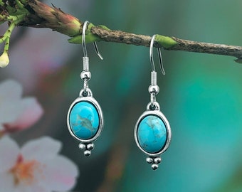 Turquoise Magnesite Earrings, Turquoise Jewellery, Australian Gifts, Dangle and Drop Earrings, Gift for Her