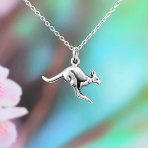 Pewter Kangaroo Necklace: Australian Animal Jewelry Gift