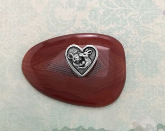 Kangaroo & Koala Pewter Heart Bead Charm: Australian Souvenir