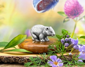 Wombat Australian Souvenir Micro Figurine, Australian Made Pewter Gift, Australian Figurines