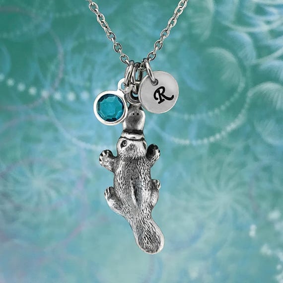 Personalized Platypus Necklace: Pewter Australian Wildlife Jewelry