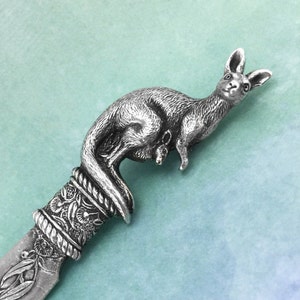 Kangaroo Australian Souvenir Pate Knife, Australian Made Pewter Gift, Australian Seller image 2