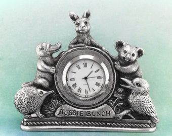 Aussie Bunch Australian Souvenir Pewter Clock, Handmade Australian Gift, Solid Pewter