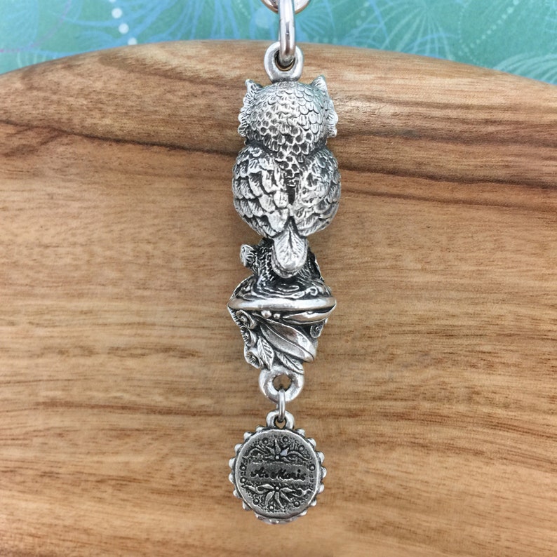 Australian Keyrings Owl Keyring with Turquoise Magnesite Charm Australian Made Pewter Gift Owl Jewellery