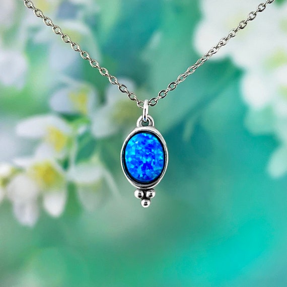 Blue Opal Necklace Opal Jewelry Australian Jewelry Etsy