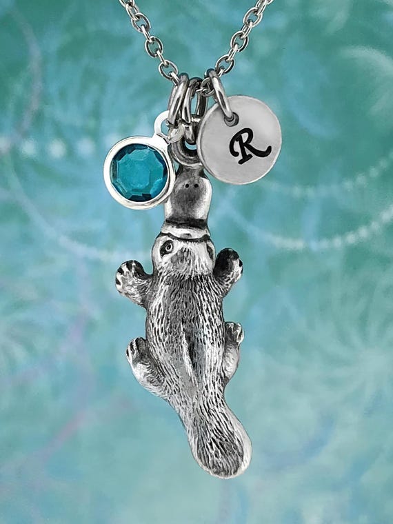 Personalized Platypus Necklace: Pewter Australian Wildlife Jewelry - Main Image