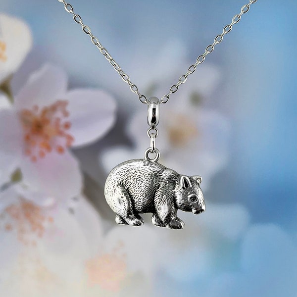 Wombat Necklace, Wombat Pendant, Long Necklace, Australian Jewellery, Australian Animals, Australian Gift