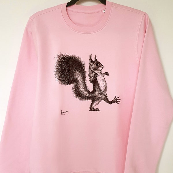 Squirrel, Gift, Funny Squirrel, Walking squirrel, Jumper, funny, Cotton, Author drawings, Sweatshirt, Lithuania, Emotion, lovely
