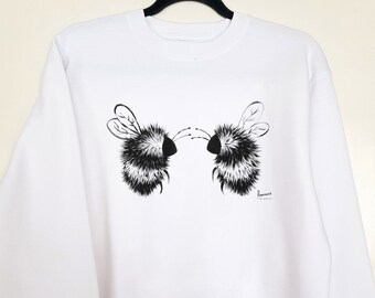 Sudadera de abejorro pintada a mano: conjunto de algodón orgánico para primavera