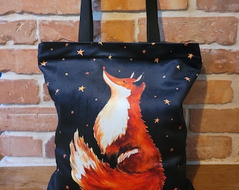 Bolso de mano con estampado de zorro, bolso de mano con estampado de zorro adorable, bolso de terciopelo con cremallera, bolso de mano con estampado de zorro, regalo para ella, bolso con forma de animal, bolso de viaje, regalo para mamá, bolso para amantes de los libros