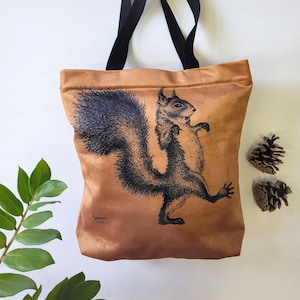 Squirrel, excited squirrel, suinstable bag, squirrel, tote bag, shopping bag, velour, christmas gift, playful, comfort bag, lovely squirrel