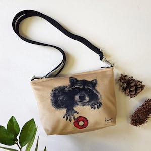 Bolso mapache, bolso, mapache encantador, bolso cosmet ic, bolso romántico, bolso pequeño, bolso pequeño al hombro, regalo, divertido, tacto suave