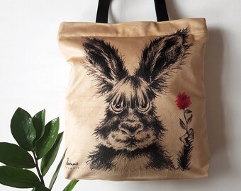 Bolso de mano con diseño de conejo: Aloyz Animal Art, bolso de hombro con cremallera