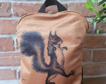 Personalized Squirrel Velour Backpack: Woods Travel Laptop Bag