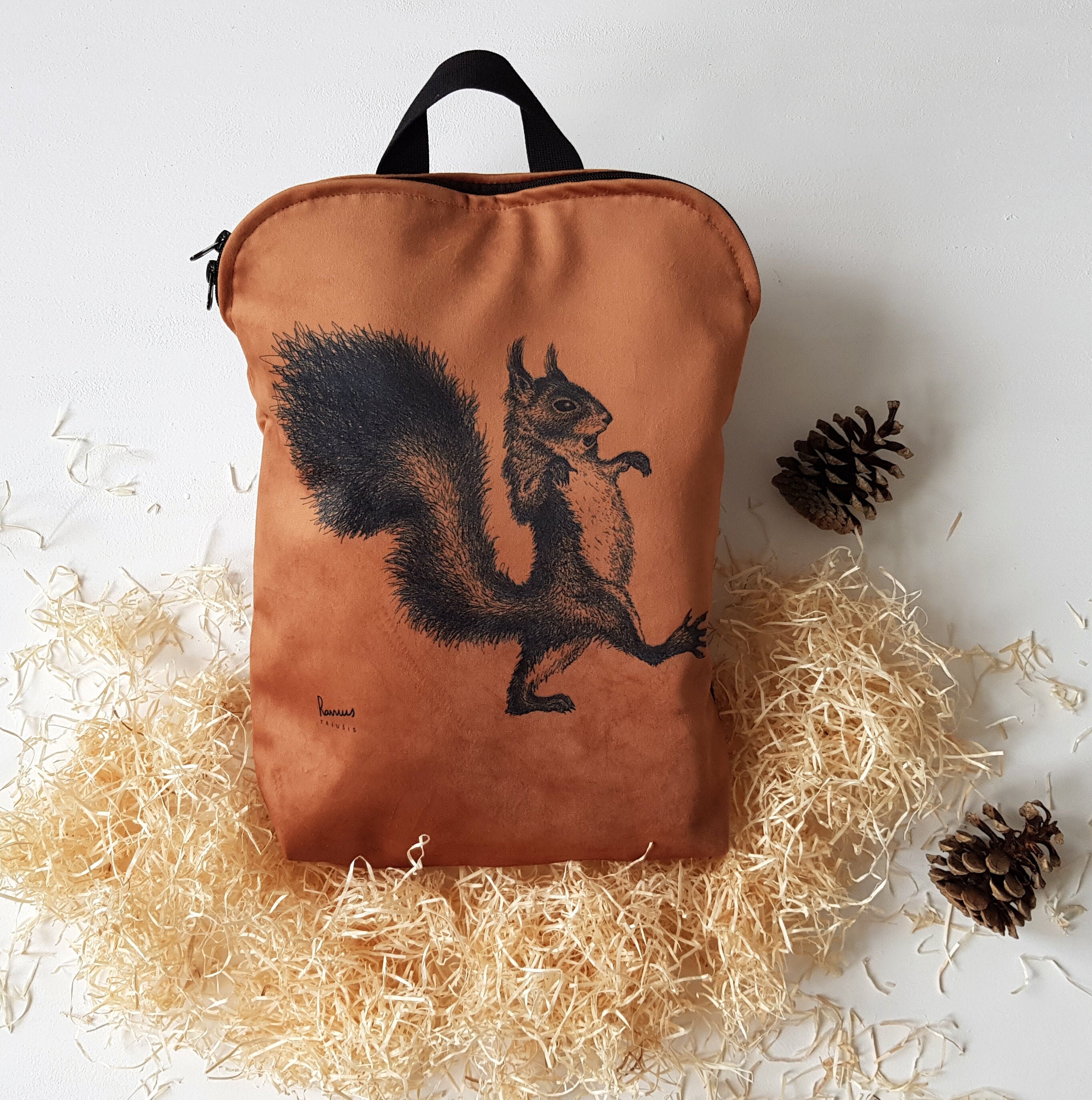 Backpack With Squirrel Squirrel Velour Cartoon Daily Wear Etsy