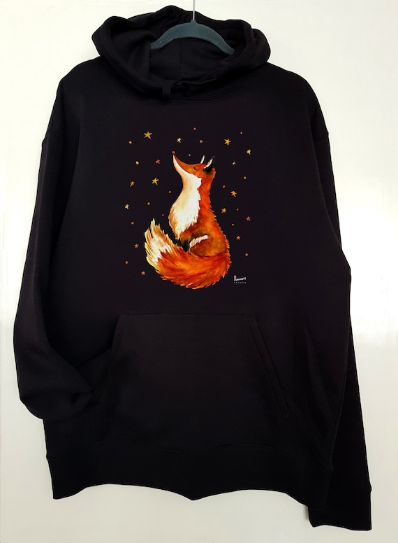 Unique Cute Fox Hoodie, Cute Fox Apparel, Fantasy Style Hoodie, Cute Hoodie Gift, Birthday Gift, Cute Animal Hoodie, Fox Lover Gift