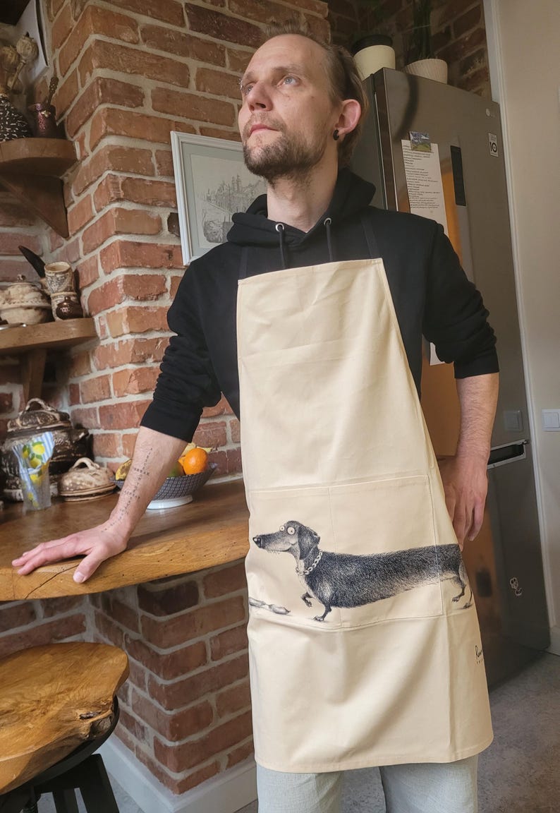 Dachshund Apron: Sausage Dog Kitchen Accessory, Chef Gift image 1