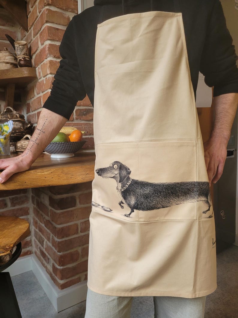 Dachshund Apron: Sausage Dog Kitchen Accessory, Chef Gift image 4