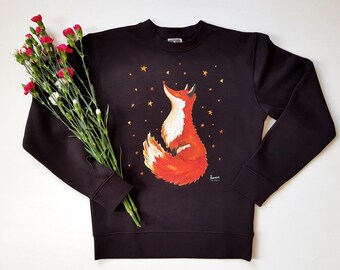 Dreamy Fox Sweathirt, Mom Gift, Sweathirt Gift, Organic Cotton Sweatshirt, Cute Fox Sweatshirt, Gift For Her, Animal Lover Sweatshirt