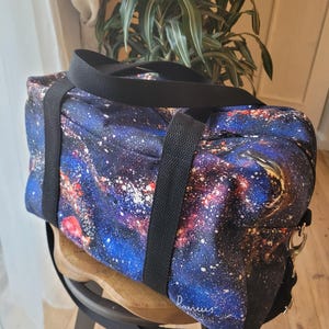 Bolsa de viagem Milky Way, bolsa de ginástica, bolsa de viagem, bolsa roxa, bolsa sustentável, presente exclusivo, bolsa de viagem, bolsa de dança, bolsa para mulheres, bolsa para meninas