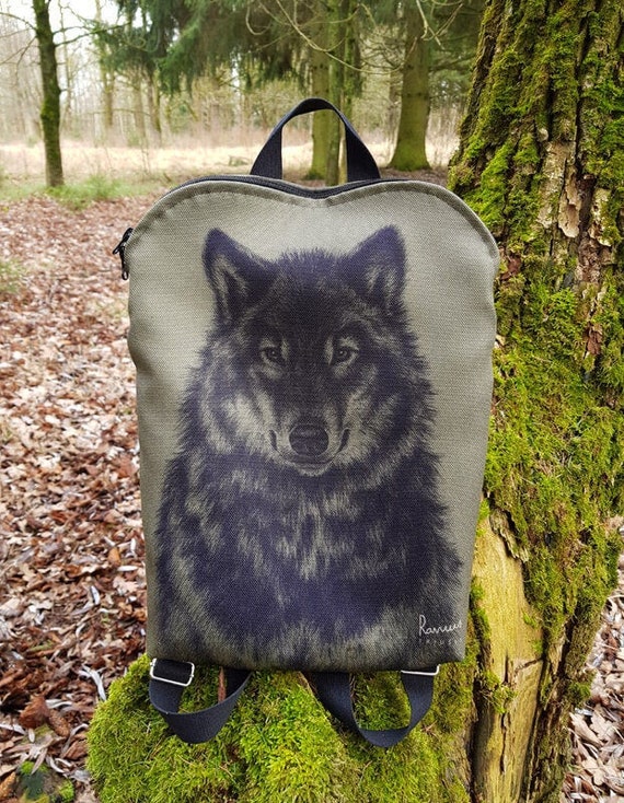 Mochila con lobo lobo bosque esp ritu del bosque desgaste