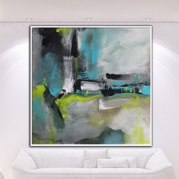 Lime Green Painting Etsy