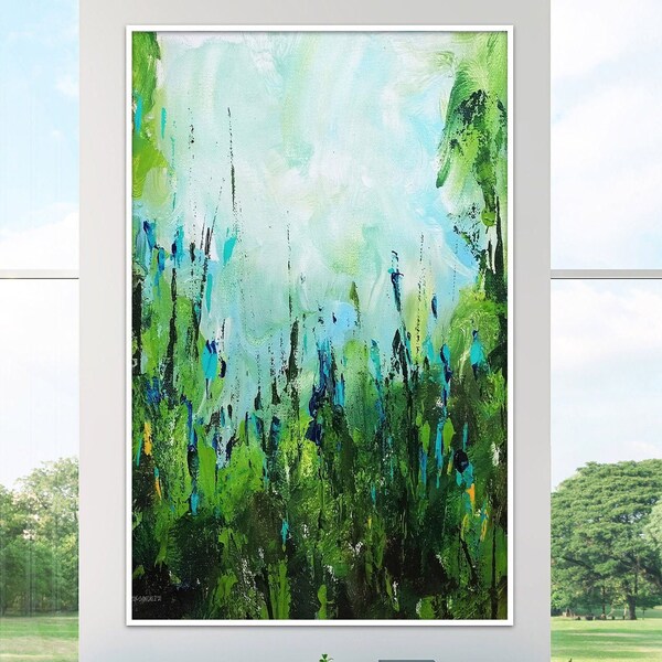 Lime Green Painting Etsy