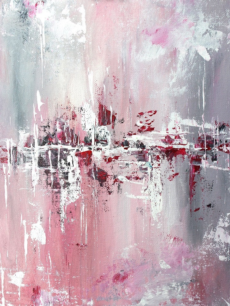 Abstract pink grey oversized wall art / extra large textured Etsy