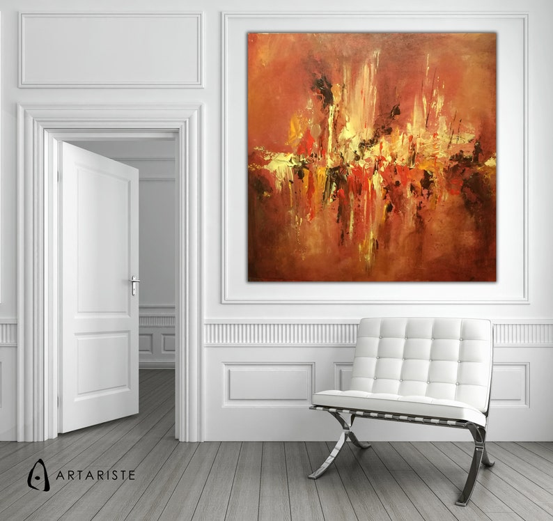 Sunset Wall Art Square Painting Abstarct Extra Large Image 0