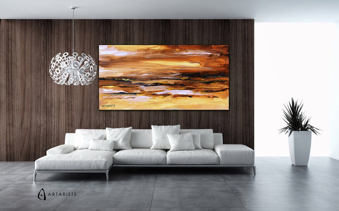 Large Abstract Brown & Gold Wall Art Made to Order in Custom Etsy