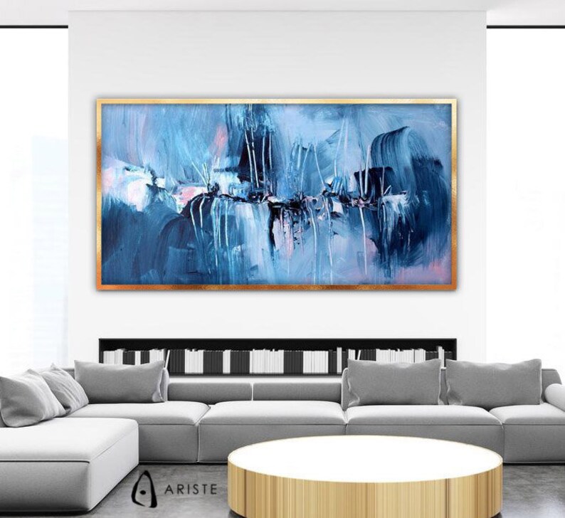 Blue Pink Extra Large Abstract Wall Art / Blue & Pink Etsy