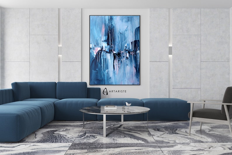 Blue Pink Extra Large Abstract Wall Art / Blue & Pink Etsy