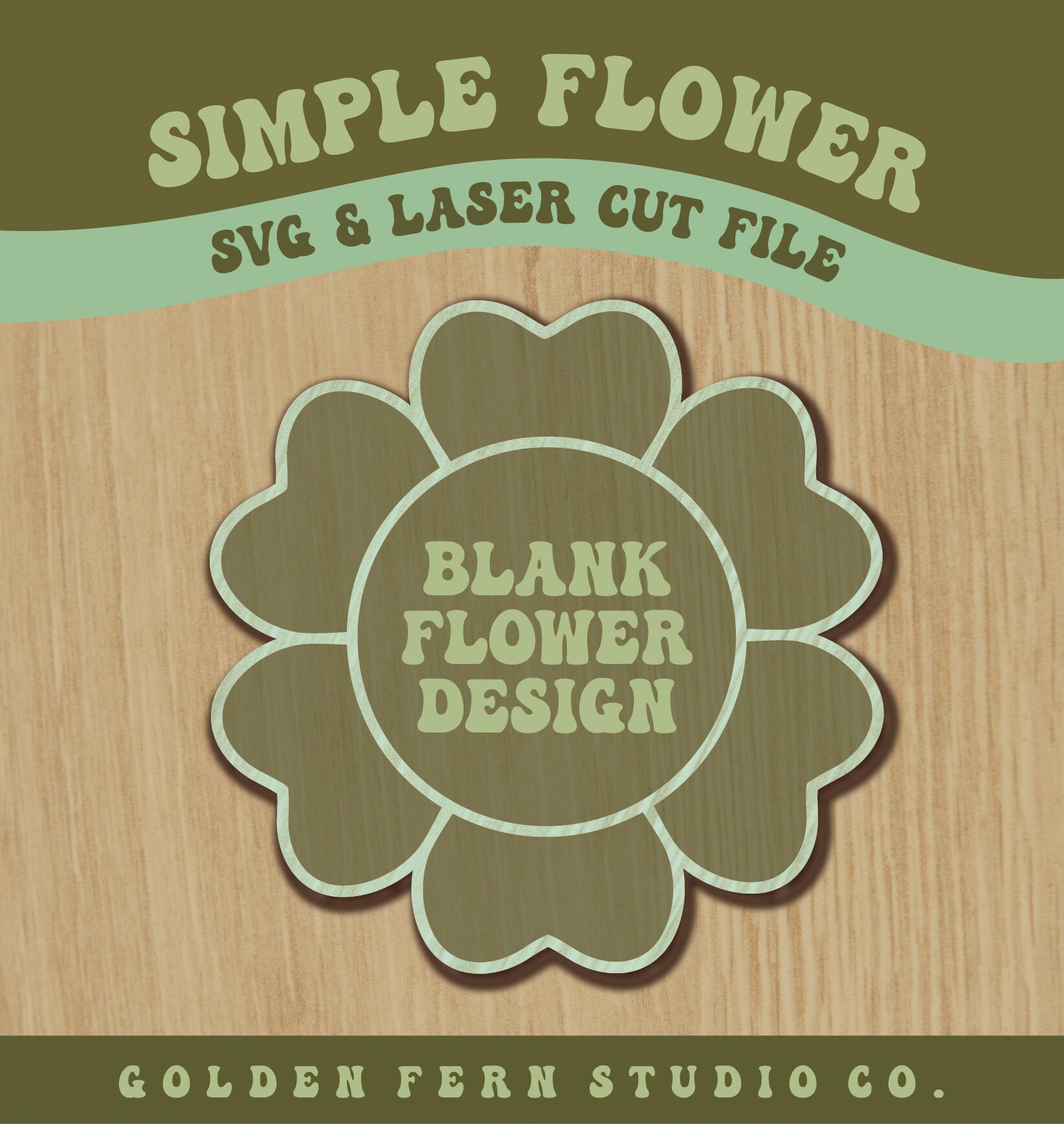 Simple Flower SVG Design, Laser Cut File, SVG Digital Download, Glowforge Ready, Flower SVG, Blank Flower Template, Retro Flower, Boho