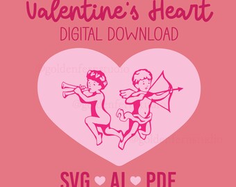 Simple Valentine&#39;s Day Heart SVG Vector, SVG Digital Download, Heart SVG, Valentine&#39;s Template, Heart logo, digital download
