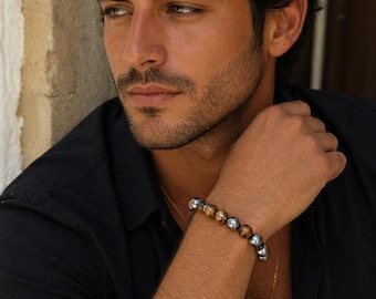 Pulsera de hematita triple para hombre