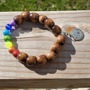Wood Bead and Chakra bracelet