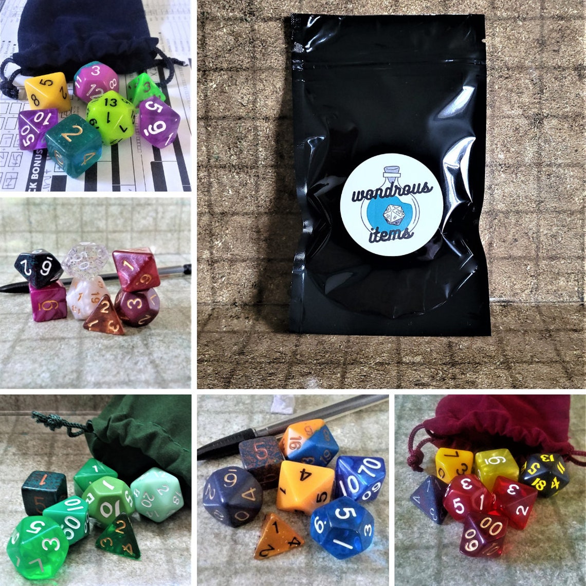 Mystery Dice Bag Surprise mixed set of 7 TTRPG dice with Etsy