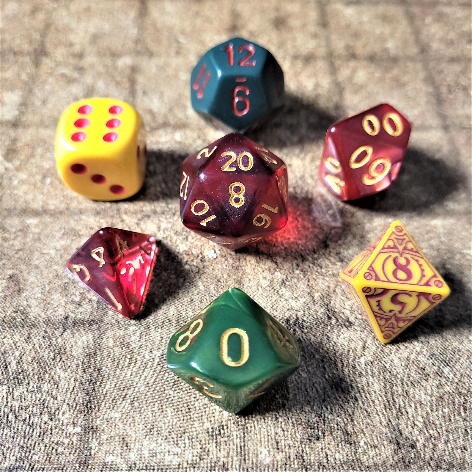 Adventurer's Loot 7 piece RPG dice set dice for D&D Etsy