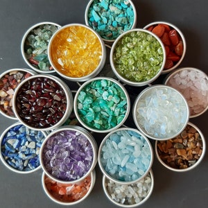 Crystal Chips – Gemstone Chips – Crystal Semi Tumbled Chips Crystal collection over 50 different stones for Crafts No Hole