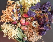Wiccan floral herbal bath tea Flowers herbs assortment Pot-pourri Orange flower Blue mallow Rose bud Hops Lemon balm Elder flower Lavender
