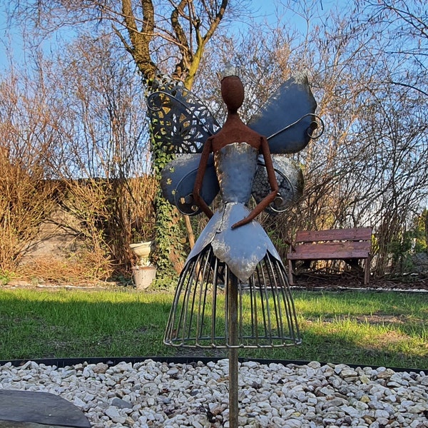 Figurine en métal Fée Princesse Jardin, Décoration d'intérieur Grande 72 cm / 28"